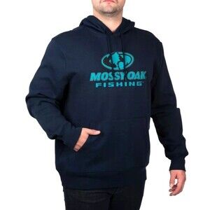 Mossy Oak Hoodie Sweatshirt Mens Large New Blue Logo Spellout